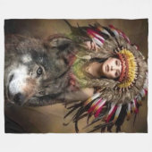 WOLF und INDIAN MADIEN Fleecedecke (Vorderseite (Horizontal))