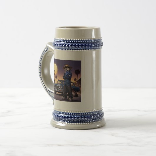 Wolf und Lowrider Bierglas (Vorderseite Links)