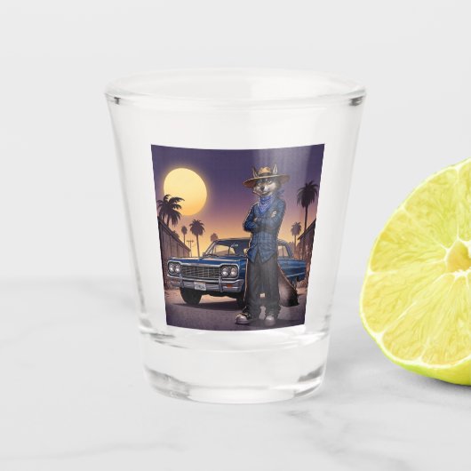 Wolf und Lowrider Schnapsglas (Vorderseite)