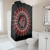 Wolf und Mandala Red White Black Modern Duschvorhang (Beispiel)