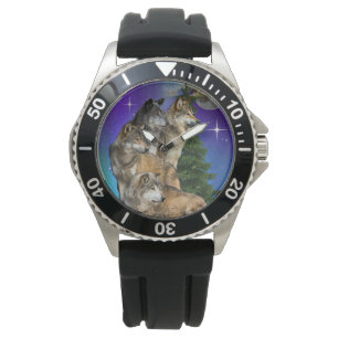 Wolf und Mond Armbanduhr