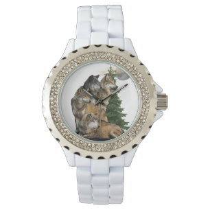 Wolf und Mond Armbanduhr