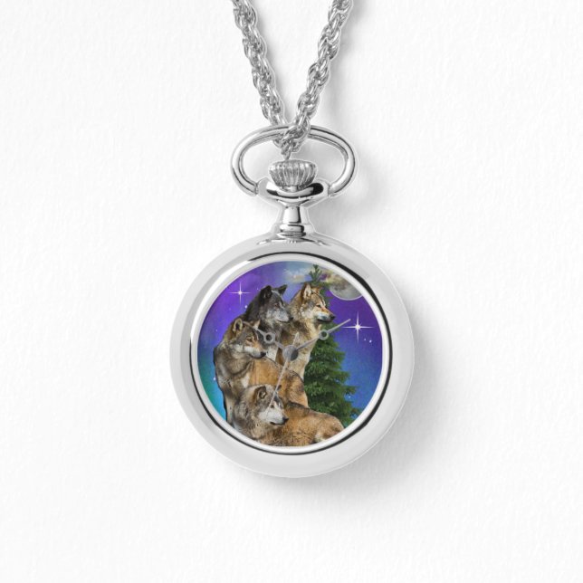 Wolf und Mond Armbanduhr (Vorderseite)