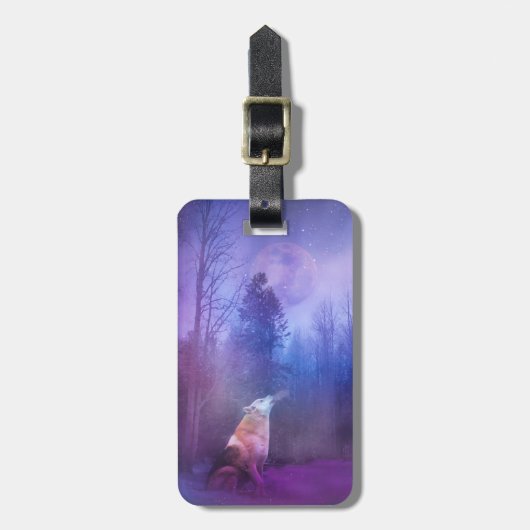 Wolf und Mond auf dem Forst-Gepäckanhänger Gepäckanhänger (Vorderseite vertikal)