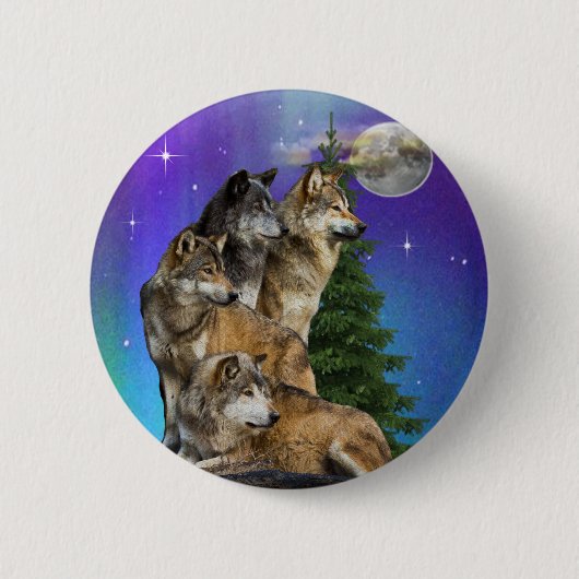Wolf und Mond Button (Vorderseite)