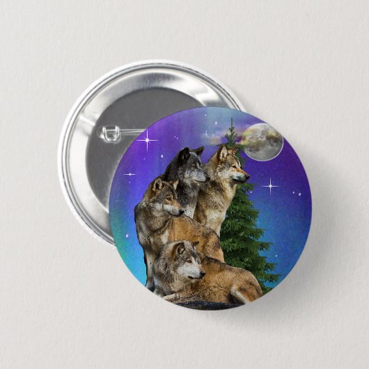 Wolf und Mond Button (Vorne & Hinten)