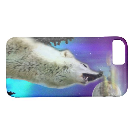 Wolf und Mond Case-Mate iPhone Hülle (Rückseite (Horizontal))