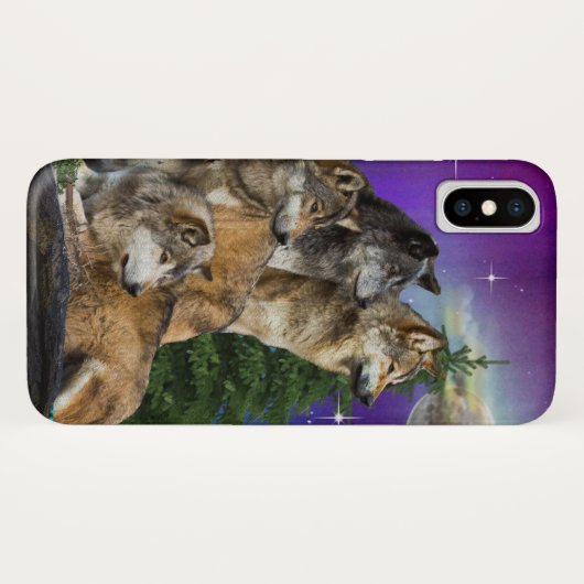 Wolf und Mond Case-Mate iPhone Hülle (Rückseite (Horizontal))