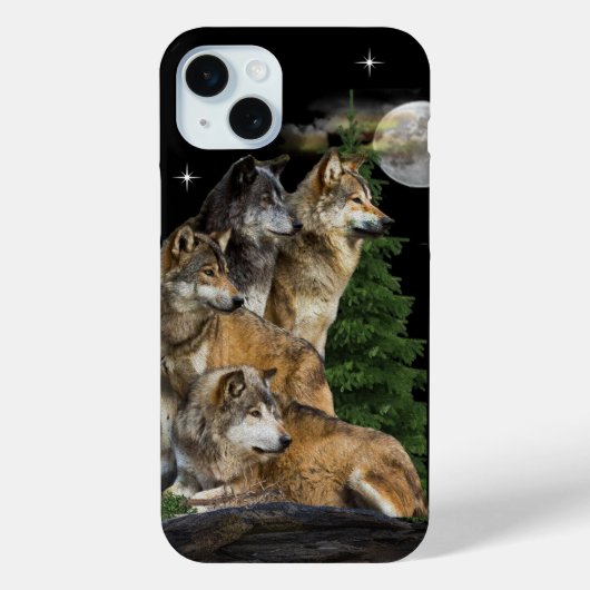 Wolf und Mond Case-Mate iPhone Hülle (Rückseite)