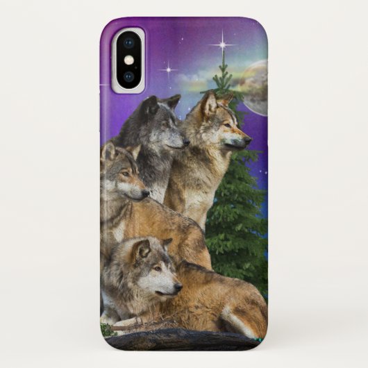 Wolf und Mond Case-Mate iPhone Hülle (Rückseite)