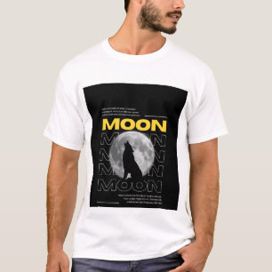 Wolf und Mond Design T-Shirt