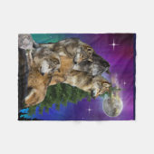 Wolf und Mond Fleecedecke (Vorderseite (Horizontal))