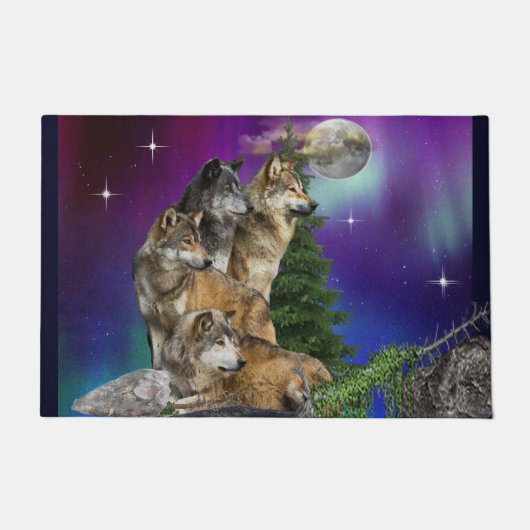 Wolf und Mond Fußmatte (Vorderseite)