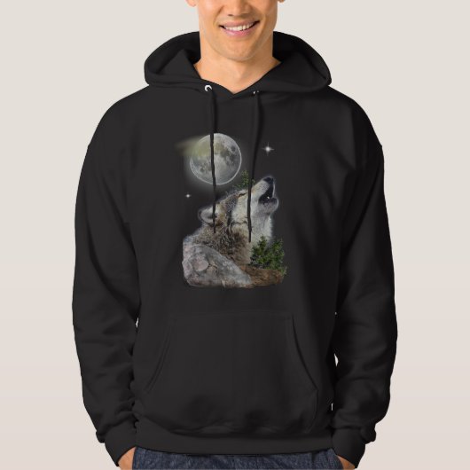 Wolf und Mond Hoodie (Vorderseite)