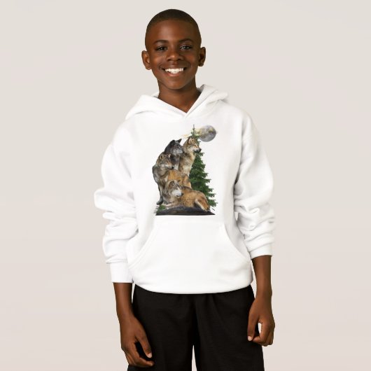 Wolf und Mond Hoodie (Vorne ganz)