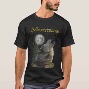 Wolf und Mond in Montana T-Shirt