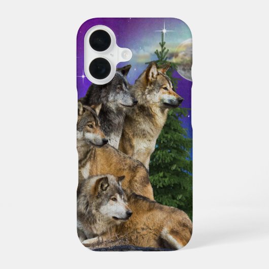 Wolf und Mond iPhone 16 Hülle (Rückseite)