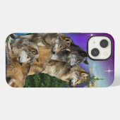 Wolf und Mond iPhone Hülle (Rückseite (Horizontal))