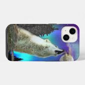 Wolf und Mond iPhone Hülle (Rückseite (Horizontal))