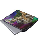 Wolf und Mond Laptopschutzhülle (Vorne Knopf)