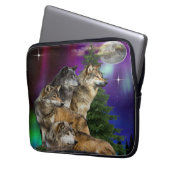 Wolf und Mond Laptopschutzhülle (Vorderseite Links)