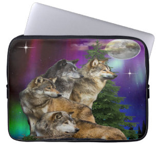 Wolf und Mond Laptopschutzhülle