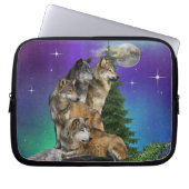 Wolf und Mond Laptopschutzhülle (Vorderseite)