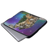 Wolf und Mond Laptopschutzhülle (Vorne Knopf)