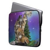 Wolf und Mond Laptopschutzhülle (Vorderseite Links)