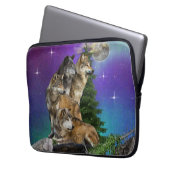 Wolf und Mond Laptopschutzhülle (Vorderseite Links)