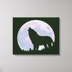 Wolf und Mond Leinwanddruck