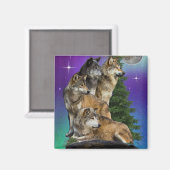 Wolf und Mond Magnet (Vorderseite/Rückseite)