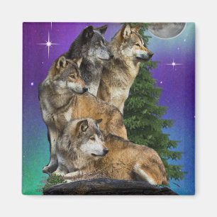 Wolf und Mond Magnet