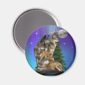 Wolf und Mond Magnet (Vorderseite/Rückseite)