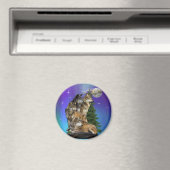 Wolf und Mond Magnet (In Situ (Geschirrspüler))