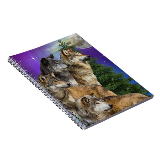 Wolf und Mond Notizblock (Rechte Seite)