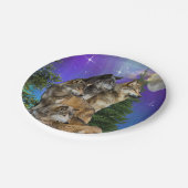 Wolf und Mond Pappteller (Schrägansicht)