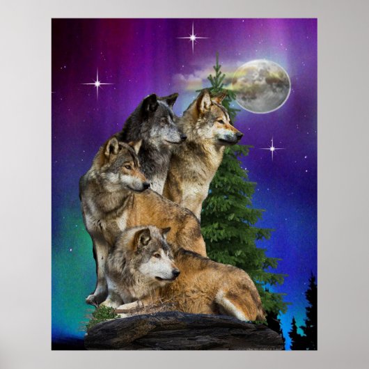 Wolf und Mond Poster (Vorne)