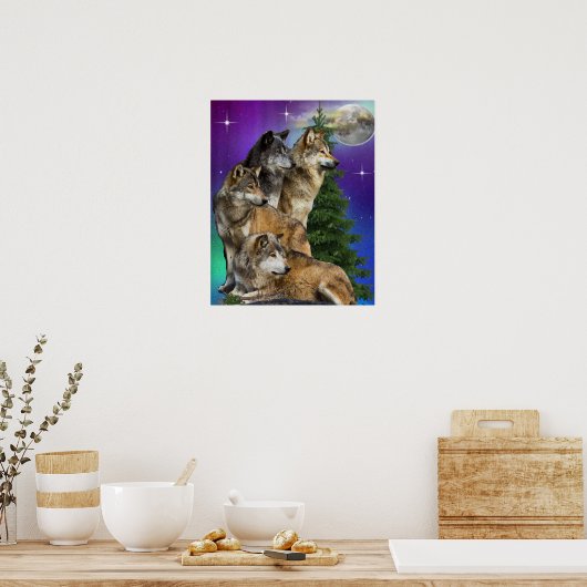 Wolf und Mond Poster (Küche)