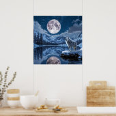Wolf und Mond Poster (Küche)