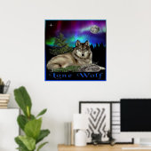 Wolf und Mond Poster (Heimbüro)
