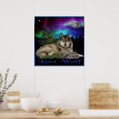 Wolf und Mond Poster (Küche)