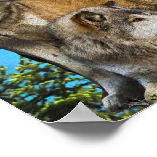 Wolf und Mond Poster (Ecke)