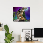 Wolf und Mond Poster (Heimbüro)