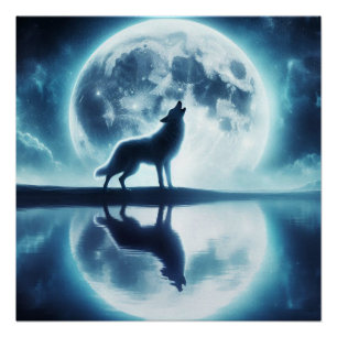 Wolf und Mond Poster