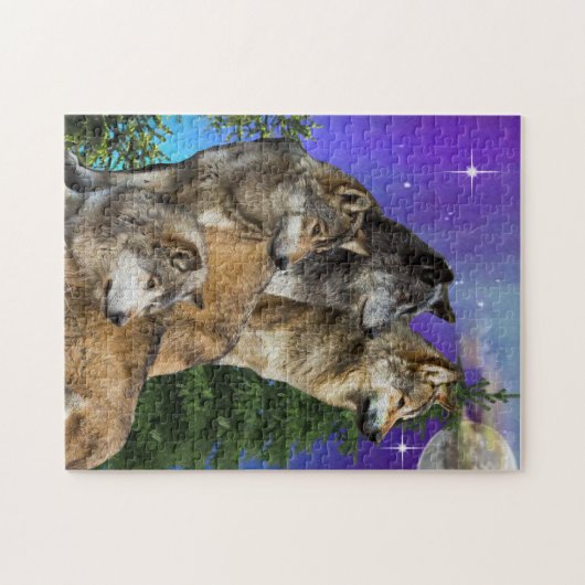 Wolf und Mond Puzzle (Horizontal)