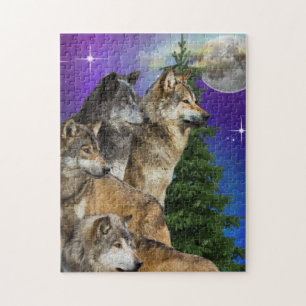 Wolf und Mond Puzzle