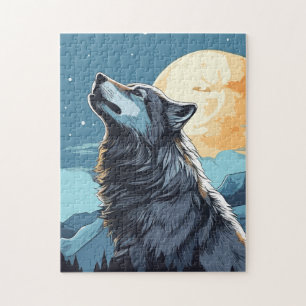 Wolf und Mond Puzzle