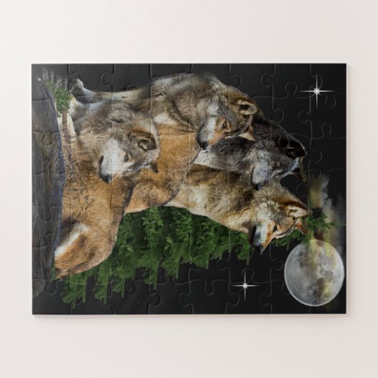 Wolf und Mond Puzzle (Horizontal)