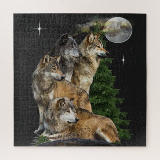 Wolf und Mond Puzzle (Vertikal)